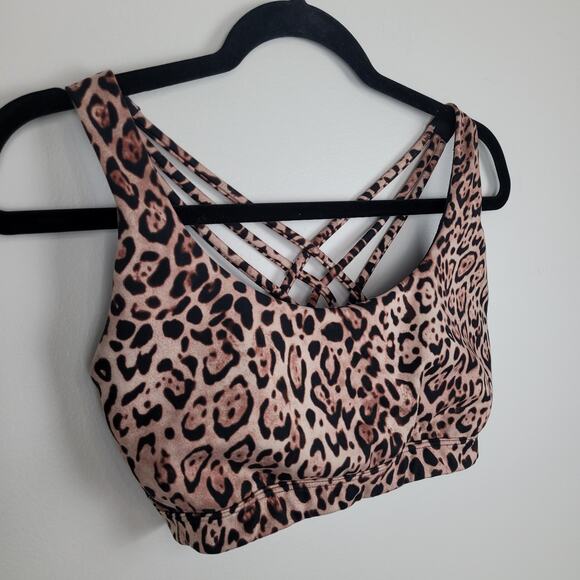 Victorias Secret Sport Womens Medium Sports Bra Leopard Print Strappy Back - Picture 2 of 6